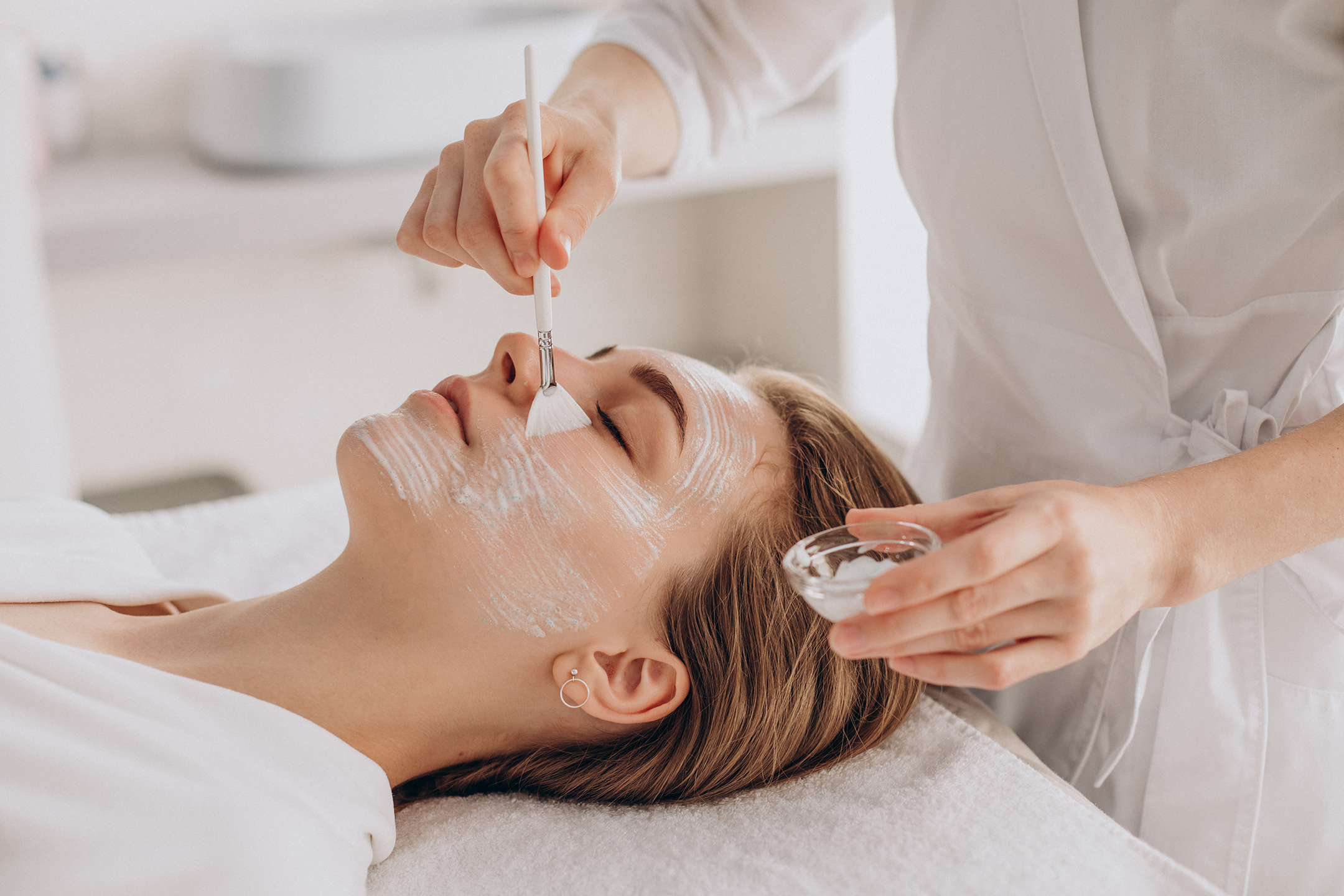 Woman getting a beauty treatment.